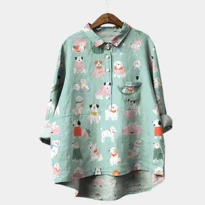 MARIANELLA | Oversized Blouse with Dog Print
