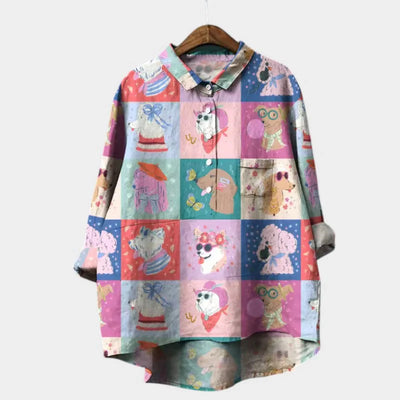 MARIANELLA | Oversized Blouse with Dog Print