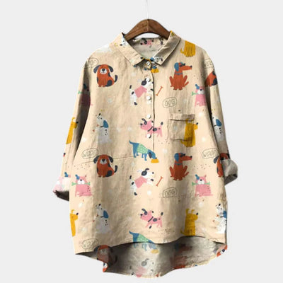 MARIANELLA | Oversized Blouse with Dog Print
