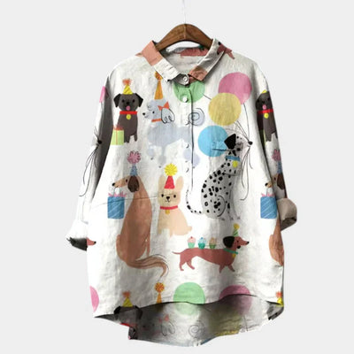 MARIANELLA | Oversized Blouse with Dog Print