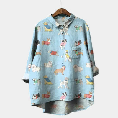 MARIANELLA | Oversized Blouse with Dog Print