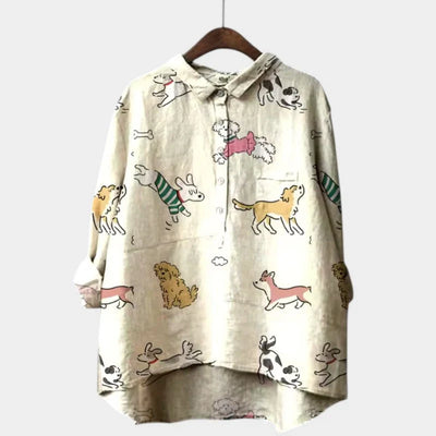 MARIANELLA | Oversized Blouse with Dog Print