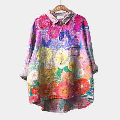 FRANCESCA | Oversized Floral Blouse in Bright Colors