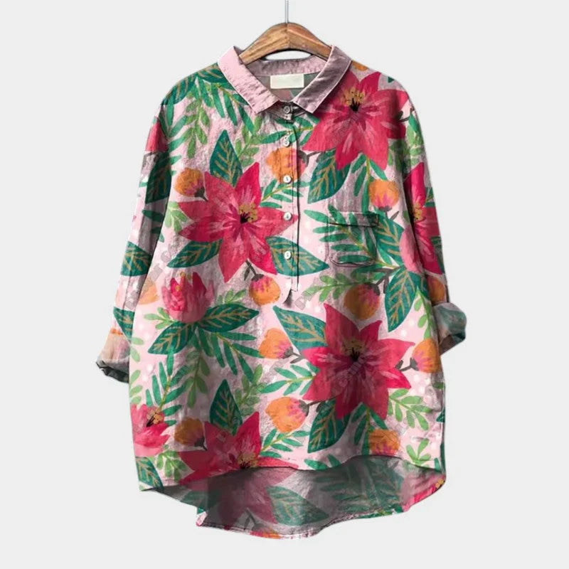 FRANCESCA | Oversized Floral Blouse in Bright Colors