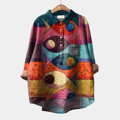 LUCIANA | Oversized Blouse with Stylized Cats
