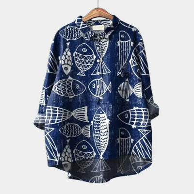 LUCIANA | Oversized Blouse with Stylized Cats