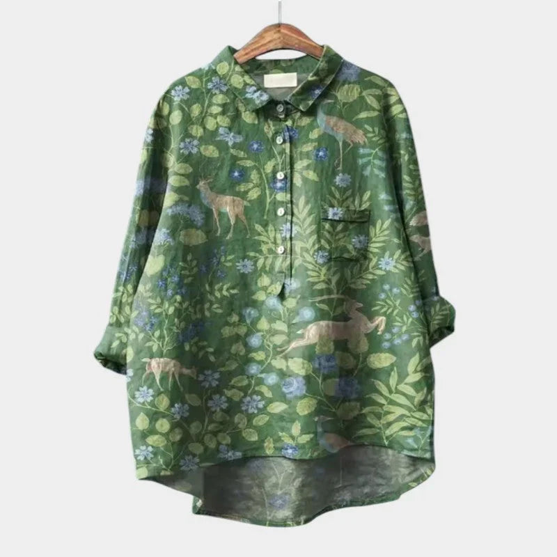 LUCIANA | Oversized Blouse with Stylized Cats