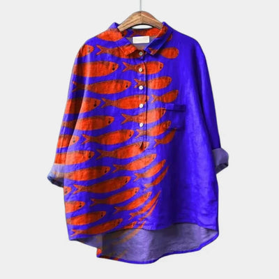 LUCIANA | Oversized Blouse with Stylized Cats