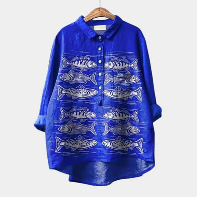 LUCIANA | Oversized Blouse with Stylized Cats