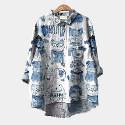 MARIANELLA | Oversized Blouse with Dog Print